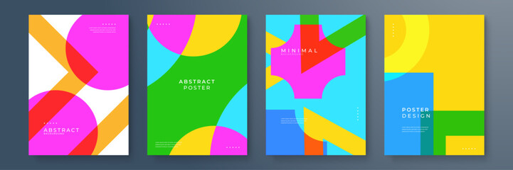 Obraz premium Vibrant Abstract Geometric Posters in Bold Primary Colors
