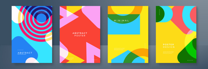 Colorful Geometric Abstract Posters with Modern Design Elements. Vibrant collection of abstract posters geometric shapes colors. Perfect for modern decor, these designs add a dynamic and creative