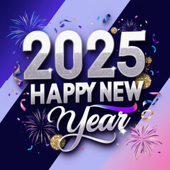 Happy New Year, 2025 text effect and typography