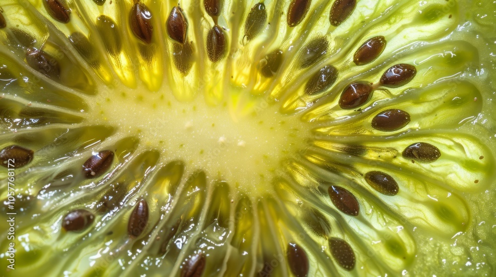 Poster kiwi fruit cross-section showcasing the intricate pattern of seeds