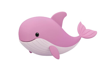 Cute Pink Whale Cartoon Character 3D Render