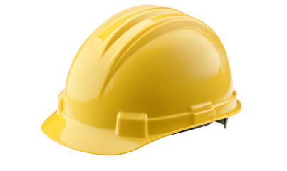 Yellow Construction Helmet and Gloves on White Background
