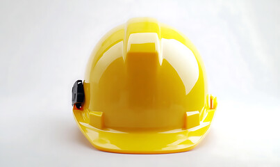Yellow Construction Helmet and Gloves on White Background
