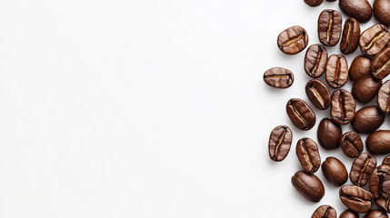 Naklejka premium Brown roasted coffee beans isolated on a white background, perfect for coffee-related designs.