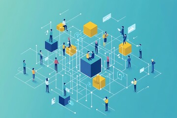 Isometric Illustration of Connected People in a Global Network