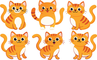 Six Adorable Orange Tabby Cats in Various Poses