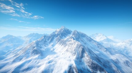 Obraz premium Snow-capped mountains under a clear blue sky, winter weather, cold and majestic.