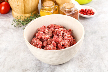 Raw beef minced meat for cooking