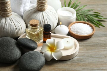 Beautiful spa accessories in a massage room