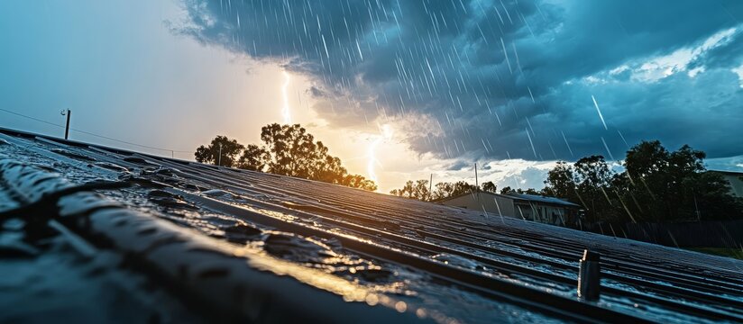 Newly Installed Metal Rod for Lightning Protection on Roof 
