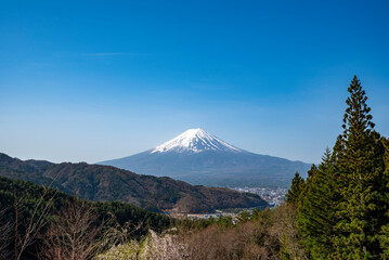 河口浅間神社から望む富士山　山梨県南都留郡富士河口湖町