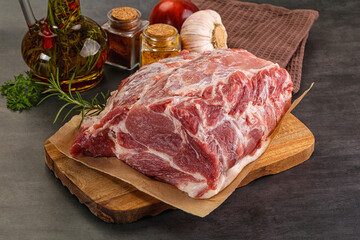 Raw pork neck meat for cooking