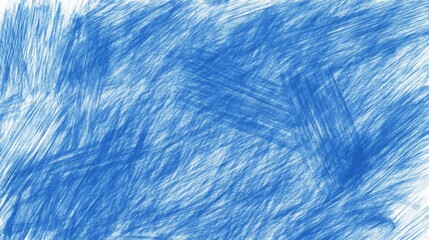 Blue Scribble chaotic drawing. Hand painted scrawl colourful background texture. Grunge kids freehand paint overlay