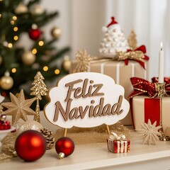  Golden Holiday Elegance Feliz Navidad Amidst Christmas Decor