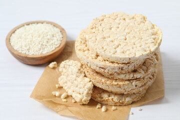Round rice cakes on table
