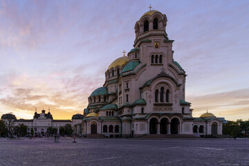 Fototapeta premium Sunrise view of St. Alexander Nevsky Cathedral, Sofia