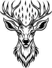 Elegant Deer Head with Abstract Rain Design