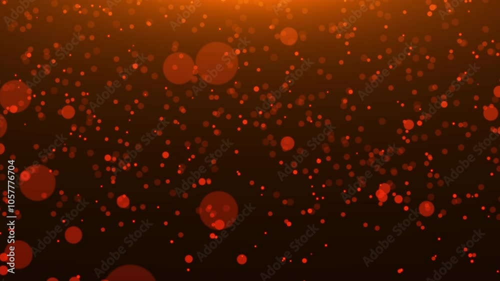 Wall mural orange particles taking off and moving chaotically. vapor particles, bokeh particles. abstract anima
