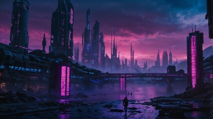 Obraz premium city skyline at night