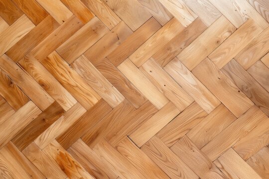 Natural oak herringbone pattern wooden parquet flooring
