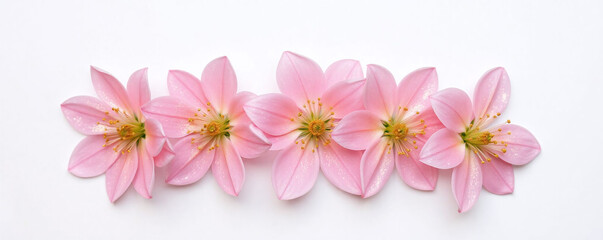 Delicate arrangement of pink lotus flowers on a light background