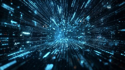 Naklejka premium Futuristic digital data flow in high-speed network visualization