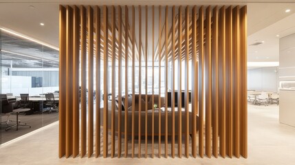 Obraz premium Wooden slats serve as effective partitions in various spaces.