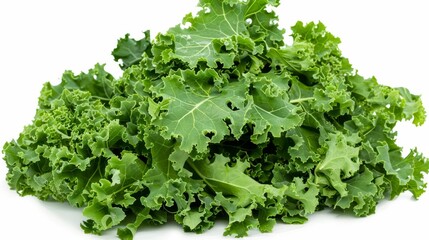 Obraz premium Pile of kale leaves, emphasizing their freshness and vivid green tones