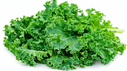 Pile of kale leaves, emphasizing their freshness and vivid green tones