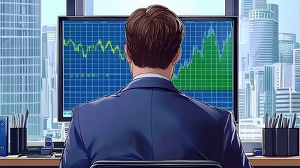 Business Owner Analyzing Market Trends in Office