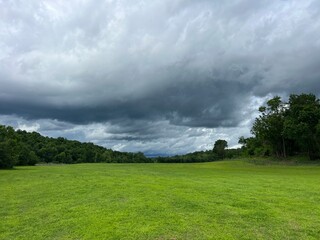 clouds over field