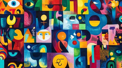 abstract painting of a carnival scene