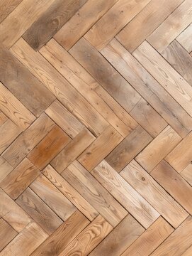 Close-up of herringbone patterned wooden parquet flooring texture