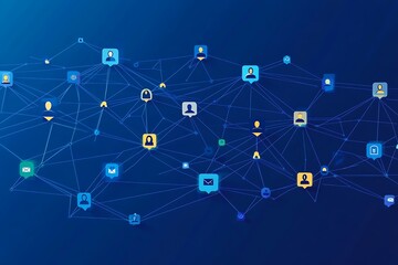 Abstract Social Network Illustration Connected Profiles and Communication