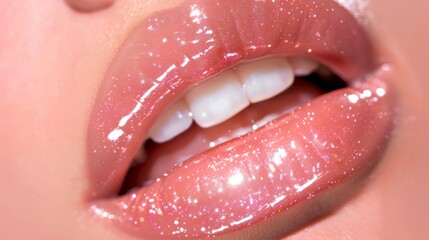 Radiant lips featuring a light pink lip gloss
