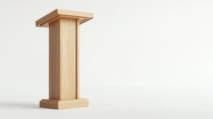 A simple wooden podium isolated on a white background.