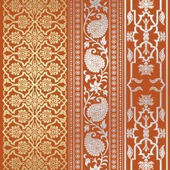 wedding card design, traditional paisley floral pattern , royal India	