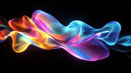 Obraz premium Abstract colorful glowing waves against a black background.
