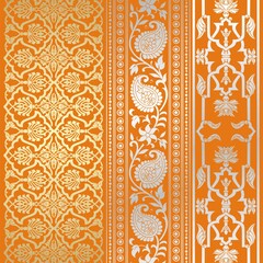 wedding card design, traditional paisley floral pattern , royal India	