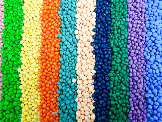 Various colors of masterbatch granules, color pigment carrier polymers in the plastics industry