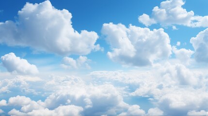 Fototapeta premium Serene sky filled with white cumulus clouds on a sunny day
