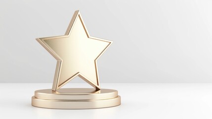 Gold star trophy on plain white background symbolizing achievement and success