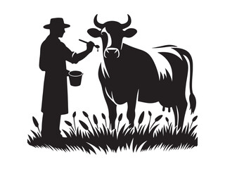 Cow silhouette vector illustration logo and icon style