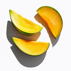 Isolated mango slices on white.