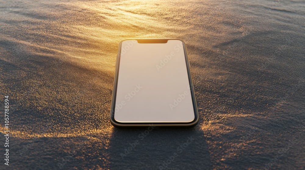 Poster Smartphone screen facing directly at the camera with a blank display, on a smooth, clean surface