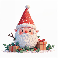 Illustration of 2025 Merry Christmas Happy New Year with Santa Claus, gifts, ornaments