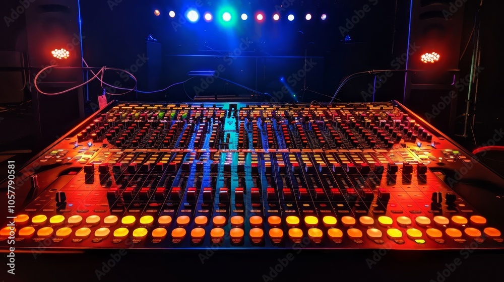 Fototapete soundboard with multiple channels and bright leds with clean background