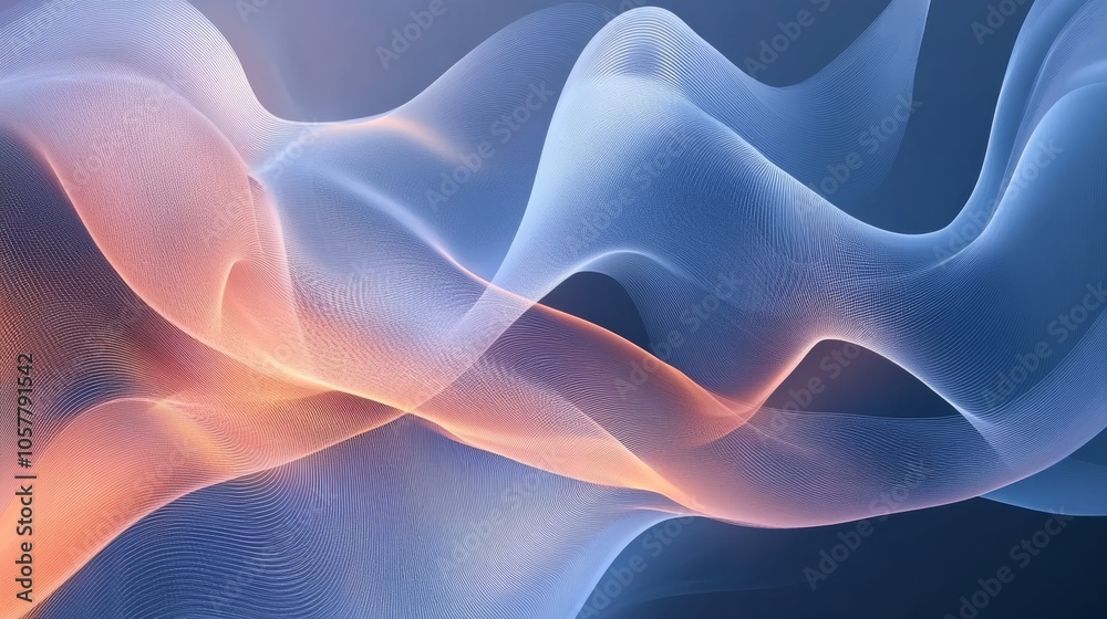 Poster a fluid abstract background with wavy lines and gradients, creating a sense of movement and fluidity