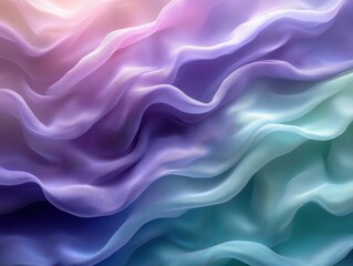 Obraz premium Pastel Harmony, gentle lavender and mint green waves blend seamlessly, creating a soothing abstract flow of color and movement.