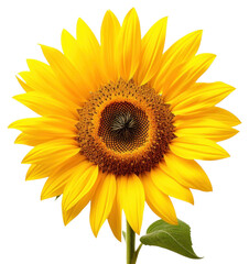 PNG Bright sunflower with green leaf